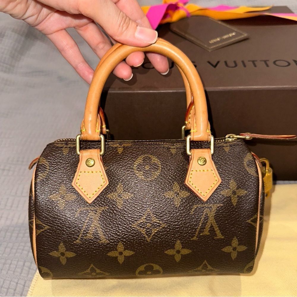 EUC Louis Vuitton LV Mini Nano Speedy HL Top Handle with Crossbody Strap + Lock - Picture 12 of 15